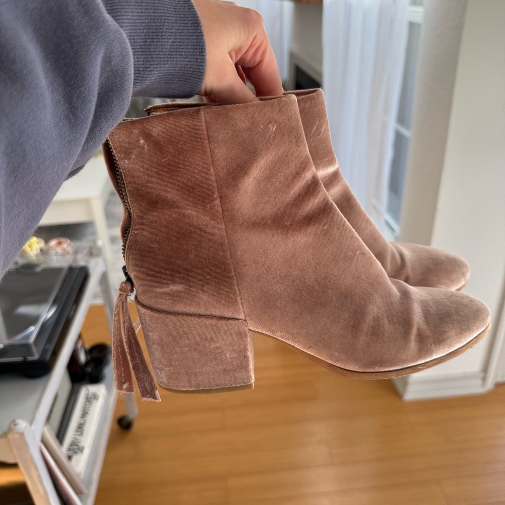 pink velvet booties